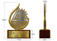 Piala Perusahaan Kustom Logam Shiny Emas Disepuh Dengan Logo Embossed