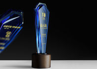 Blue K9 Crystal Trophy Cup Dengan Logo Dan Teks Sandblasting Atau Lasering