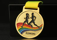Marathon Running Medali Olahraga Balap Dan Pita Bahan Paduan Seng Berwarna-warni