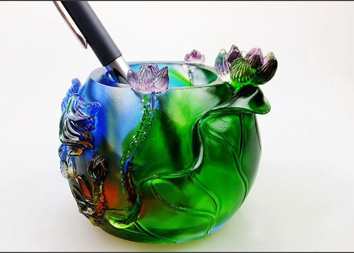 Pot Pena / Pena Glaze Berwarna Dengan Pola Hewan Dan Bunga