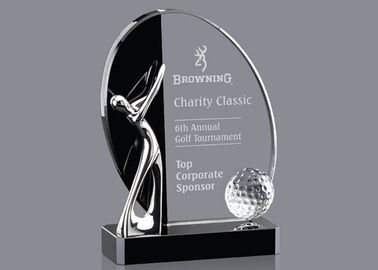 Piala Logo Kustom Piala Golf Dengan Angka Golf Logam &amp; Bola Golf Kristal