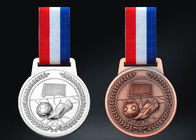 Medali Olahraga Kustom Lembut / Keras Enamel, Medali Sepak Bola Paduan Seng Dan Pita
