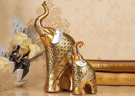 Hewan Resin Dekorasi Rumah Kerajinan Warna Emas Patung Gajah Patung